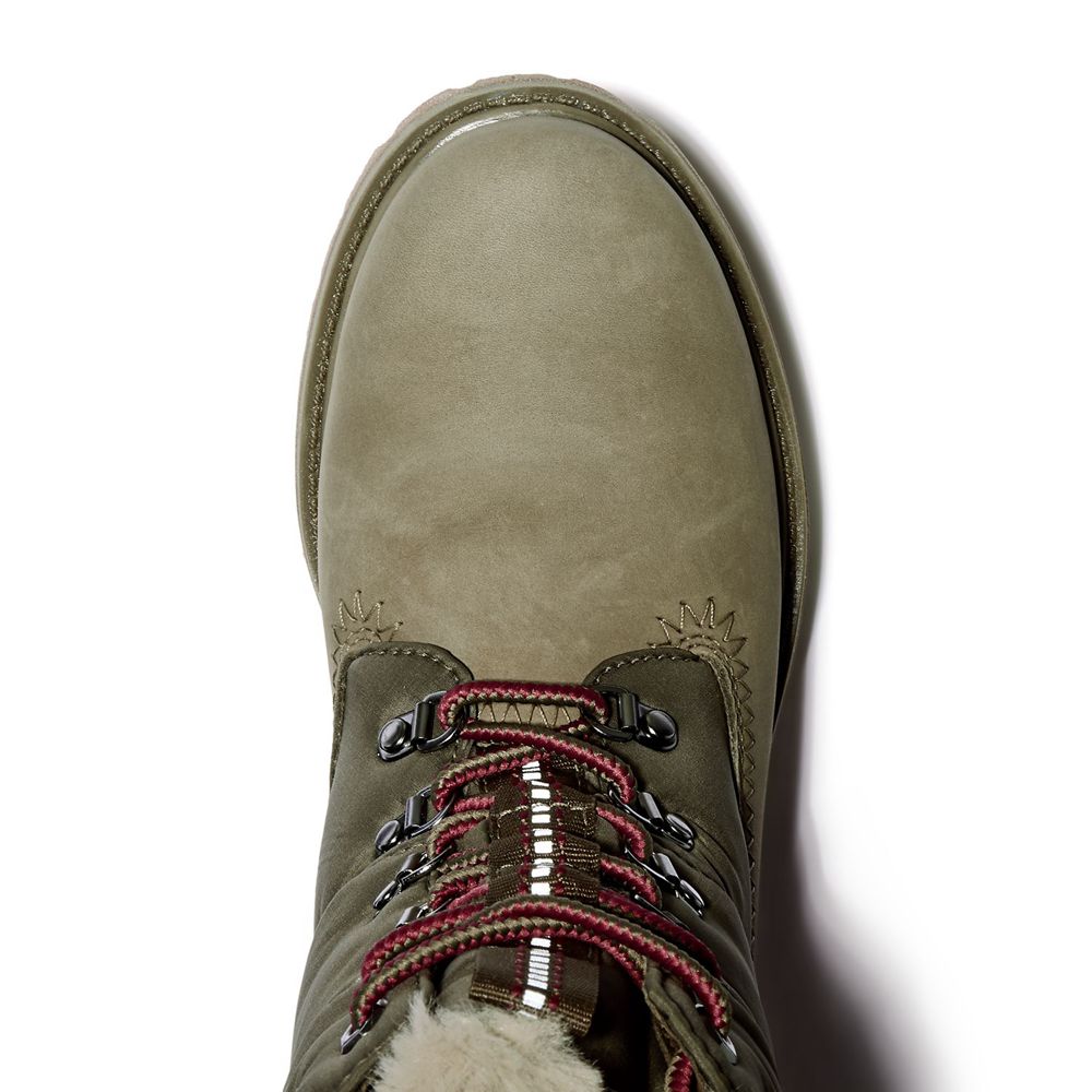 Timberland 6-Inch Μποτακια Γυναικεια Ελιά - Premium Leather/Fabric Waterproof - Greece 6057941-RL